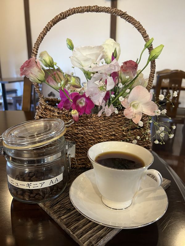 コーヒーと生け花